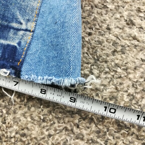 MNML Jeans B118 Work Flare Denim Blue Patchwork Pants Mens 34x34 - Picture 9 of 9